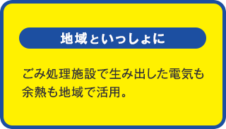 地域といっしょに：ごみ処理施設で生み出した電気も余熱も地域で活用。